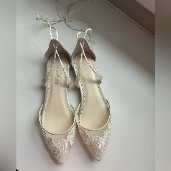 Bella Belle Alicia Ivory Lace Wedding Ballet Flats – Size 10 - Picture 8 of 9